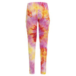 Pink And Yellow Tie Dye Print High-Waisted Pocket Leggings