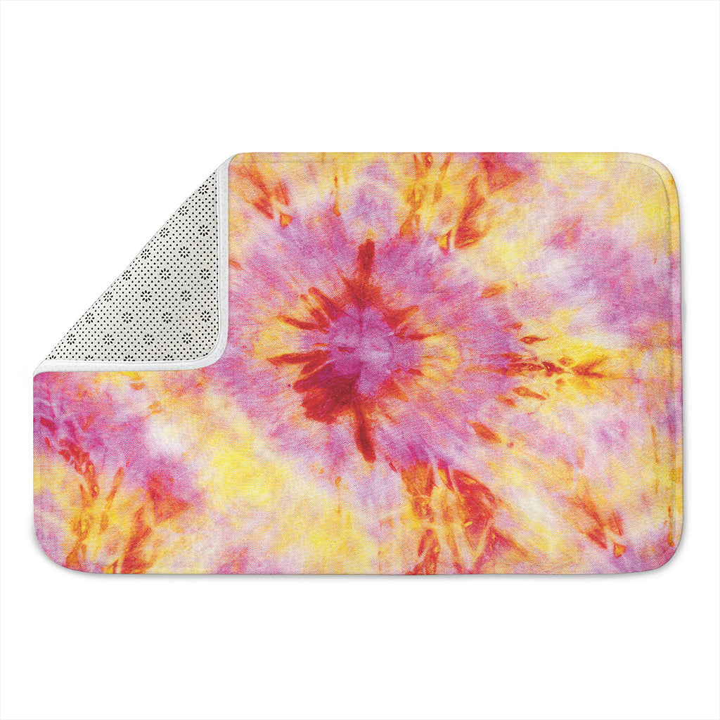 Pink And Yellow Tie Dye Print Indoor Door Mat