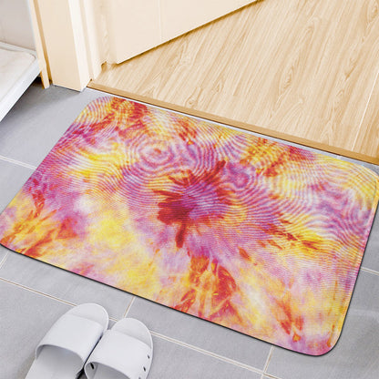 Pink And Yellow Tie Dye Print Indoor Door Mat