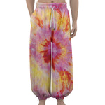 Pink And Yellow Tie Dye Print Lantern Pants
