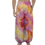 Pink And Yellow Tie Dye Print Lantern Pants