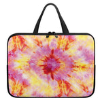 Pink And Yellow Tie Dye Print Laptop Sleeve With Handle