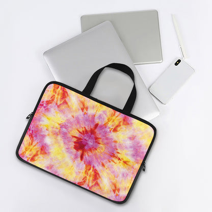 Pink And Yellow Tie Dye Print Laptop Sleeve With Handle