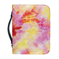 Pink And Yellow Tie Dye Print Leather Bible Cover