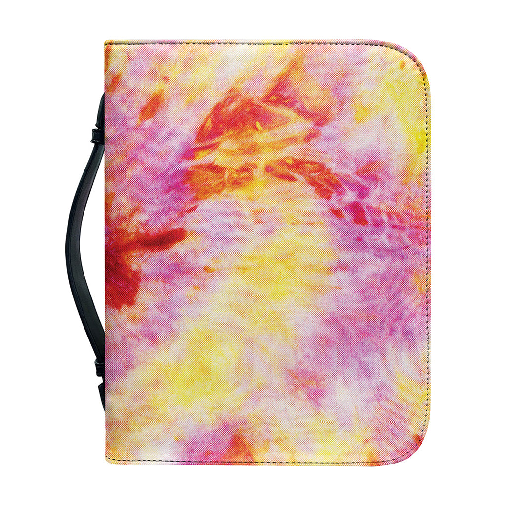 Pink And Yellow Tie Dye Print Leather Bible Cover
