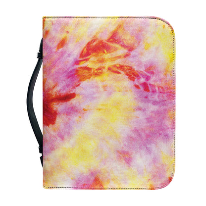 Pink And Yellow Tie Dye Print Leather Bible Cover