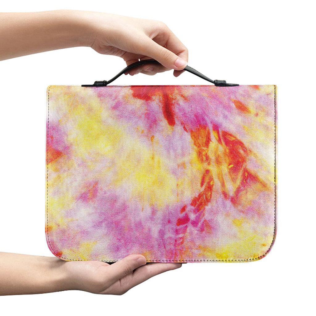 Pink And Yellow Tie Dye Print Leather Bible Cover