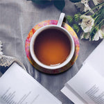 Pink And Yellow Tie Dye Print Leather Coaster Set