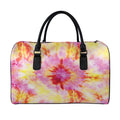 Pink And Yellow Tie Dye Print Leather Duffel Bag