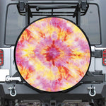 Pink And Yellow Tie Dye Print Leather Spare Tire Cover