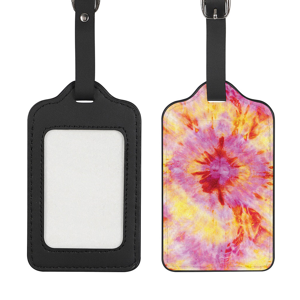 Pink And Yellow Tie Dye Print Luggage Tag