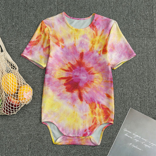 Pink And Yellow Tie Dye Print Men's Bodysuit