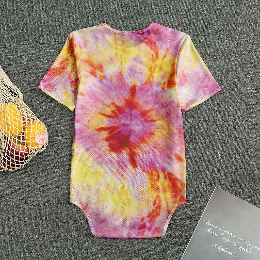 Pink And Yellow Tie Dye Print Men's Bodysuit