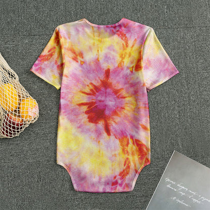 Pink And Yellow Tie Dye Print Men's Bodysuit