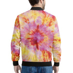 Pink And Yellow Tie Dye Print Men's Bomber Jacket