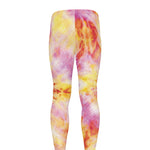 Pink And Yellow Tie Dye Print Men's leggings