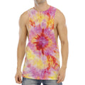 Pink And Yellow Tie Dye Print Men's Muscle Tank Top