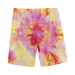 Pink And Yellow Tie Dye Print Men's Sports Shorts