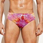 Pink And Yellow Tie Dye Print Men's Swim Briefs