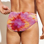 Pink And Yellow Tie Dye Print Men's Swim Briefs