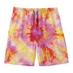 Pink And Yellow Tie Dye Print Men's Swim Trunks