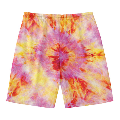 Pink And Yellow Tie Dye Print Men's Swim Trunks