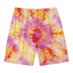Pink And Yellow Tie Dye Print Men's Swim Trunks