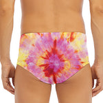 Pink And Yellow Tie Dye Print Men's Triangle Swim Briefs
