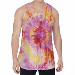 Pink And Yellow Tie Dye Print Men's Velvet Tank Top