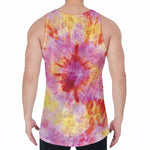 Pink And Yellow Tie Dye Print Men's Velvet Tank Top