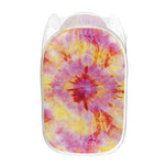 Pink And Yellow Tie Dye Print Mesh Laundry Hamper