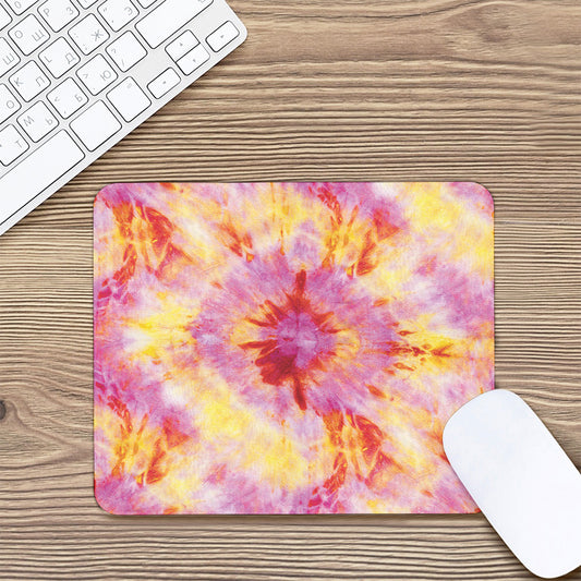 Pink And Yellow Tie Dye Print Mouse Pad