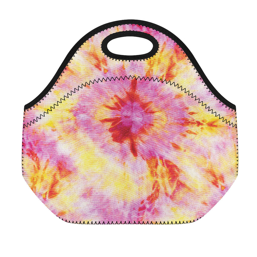 Pink And Yellow Tie Dye Print Neoprene Lunch Bag