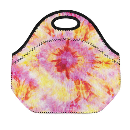 Pink And Yellow Tie Dye Print Neoprene Lunch Bag