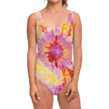 Pink And Yellow Tie Dye Print One Piece Swimsuit