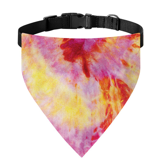 Pink And Yellow Tie Dye Print Over The Collar Dog Bandana