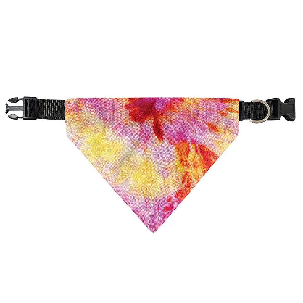 Pink And Yellow Tie Dye Print Over The Collar Dog Bandana