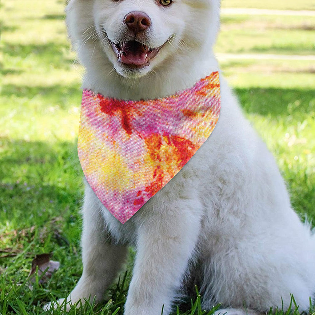 Pink And Yellow Tie Dye Print Over The Collar Dog Bandana