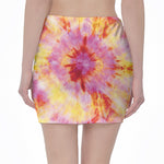 Pink And Yellow Tie Dye Print Pencil Mini Skirt