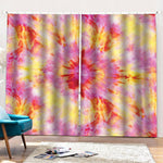 Pink And Yellow Tie Dye Print Pencil Pleat Curtains