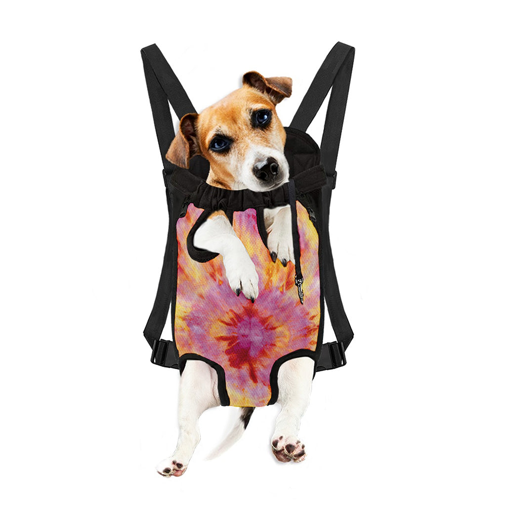 Pink And Yellow Tie Dye Print Pet Carrier Backpack