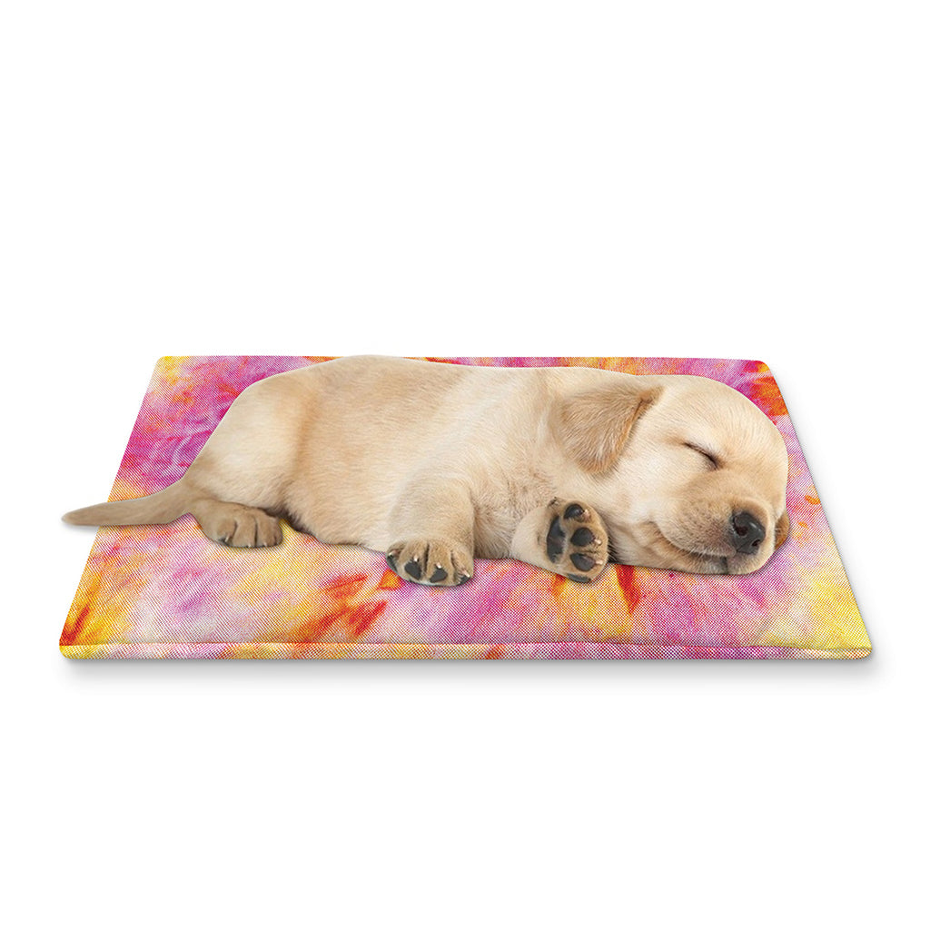 Pink And Yellow Tie Dye Print Pet Cooling Mat Cover