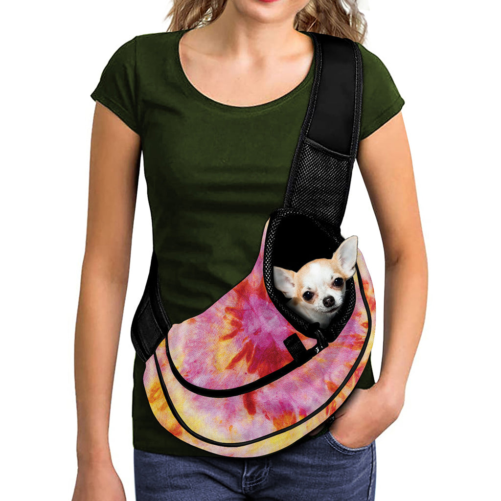 Pink And Yellow Tie Dye Print Pet Sling Carrier