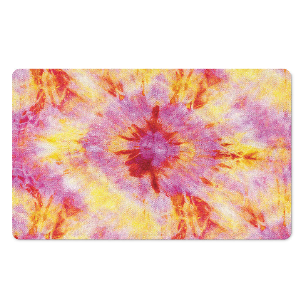 Pink And Yellow Tie Dye Print Polyester Doormat