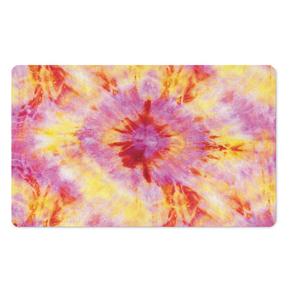 Pink And Yellow Tie Dye Print Polyester Doormat