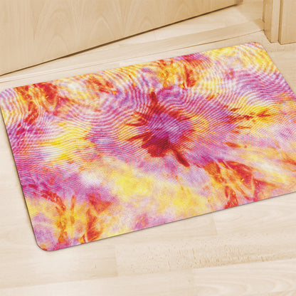 Pink And Yellow Tie Dye Print Polyester Doormat