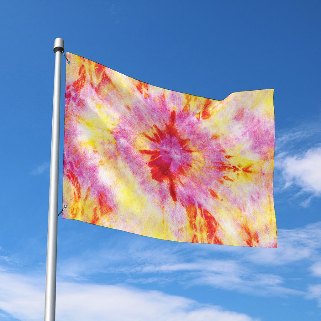 Pink And Yellow Tie Dye Print Polyester Flag