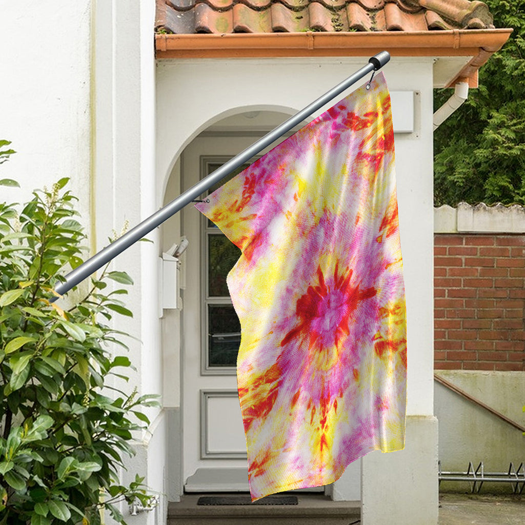Pink And Yellow Tie Dye Print Polyester Flag
