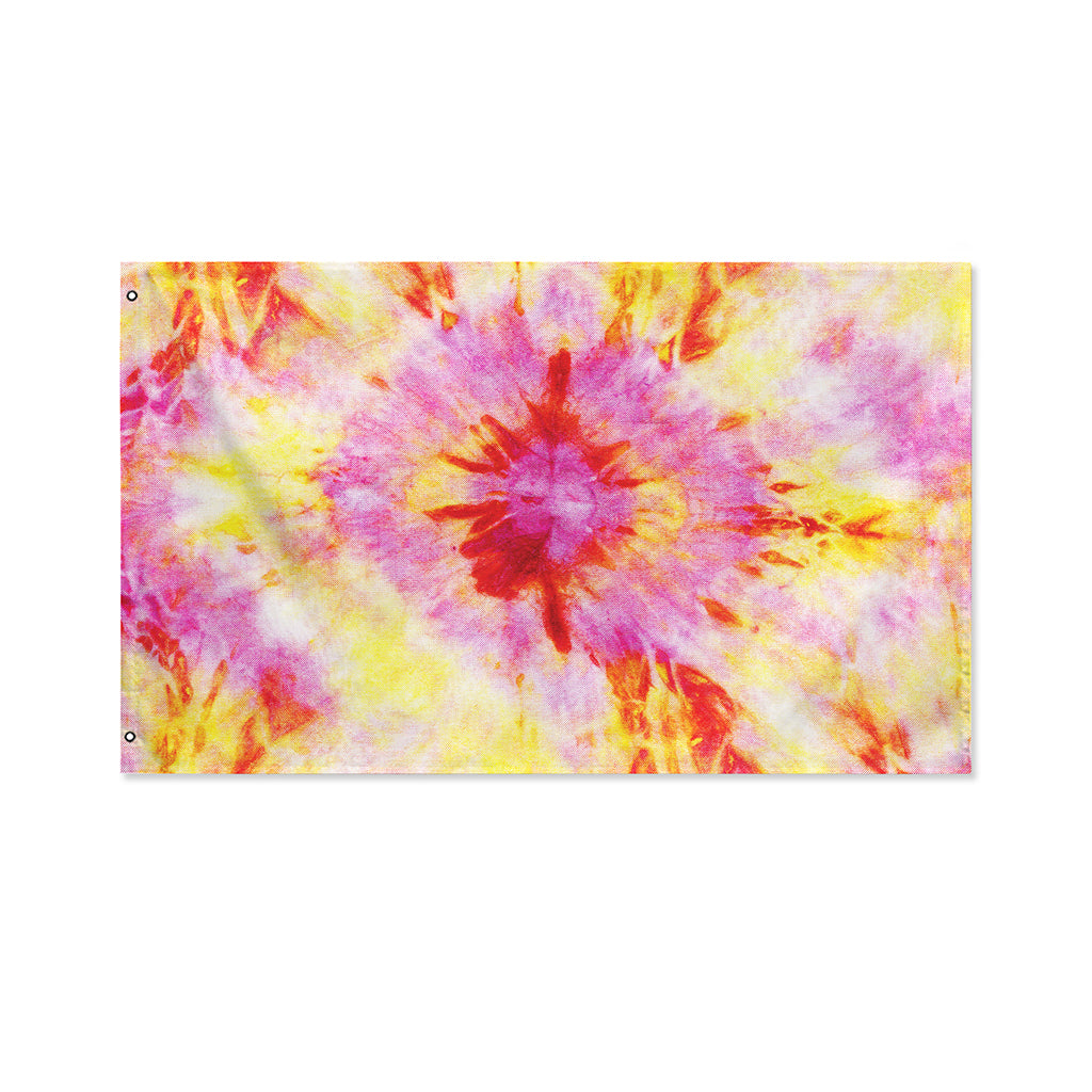 Pink And Yellow Tie Dye Print Polyester Flag