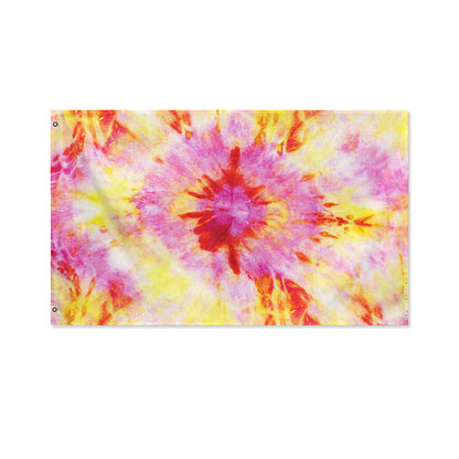 Pink And Yellow Tie Dye Print Polyester Flag